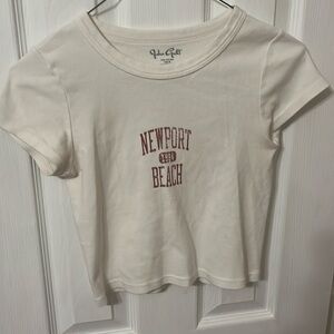 Brandy Melville - John Galt one size white “Newport beach” crop top 🤍❤️